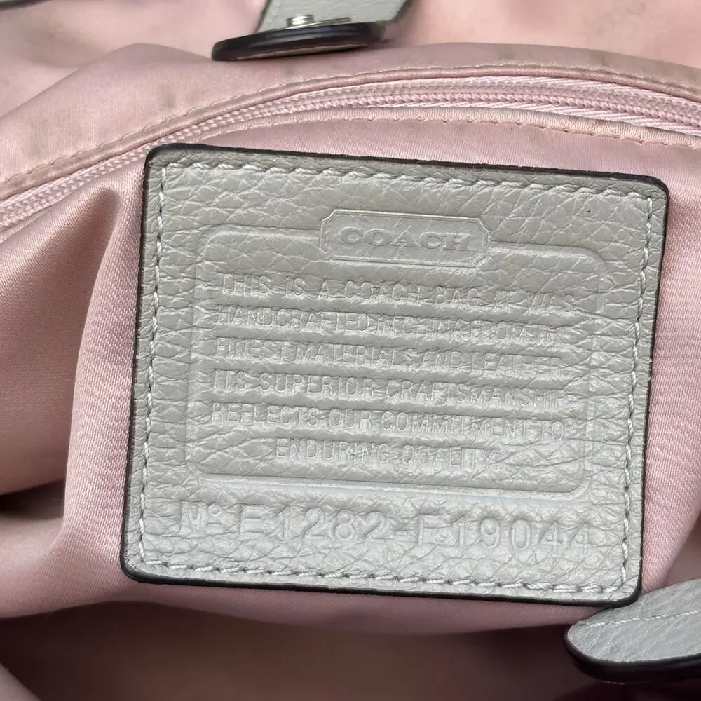 Coach Penelope Gray Soft Pebbled Leather Carryall Satchel Bag Preowned Worn